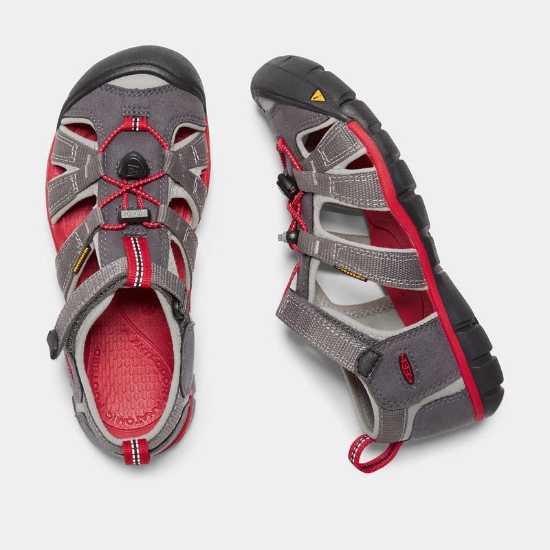 Keen Seacamp II Cnx Kids Sandals Grey/Red Online (7013-UONXL)